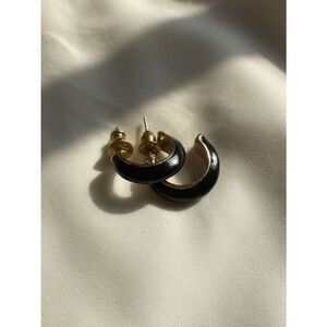 Vintage | Black and Gold Hoop Earrings Mini